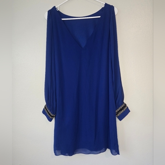 NWT IN San Francisco Beaded Shift Dress Royal Blue Size Small - Picture 2 of 9